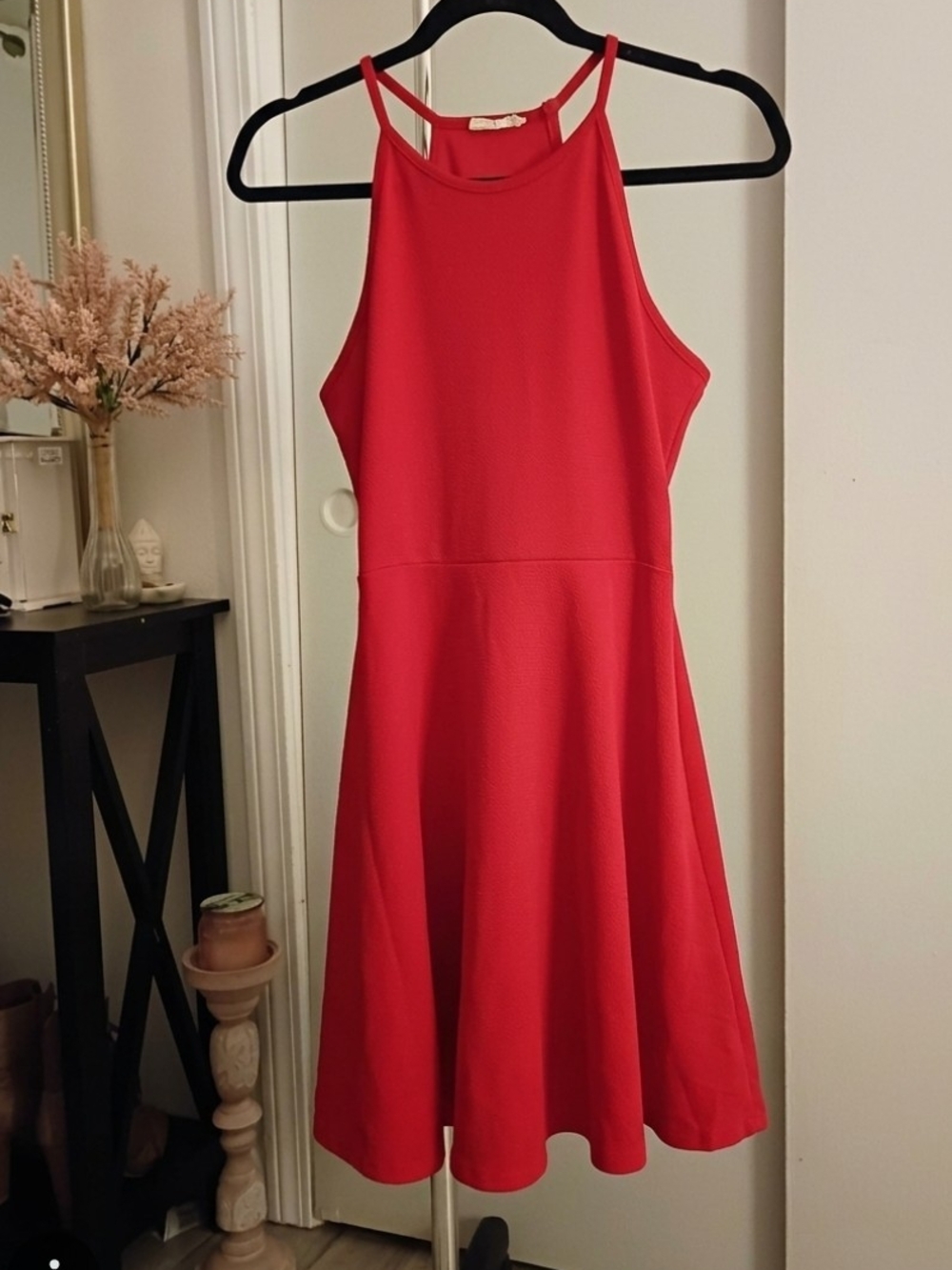 Olivia Rae Red Halter Fit & Flare Mini Dress